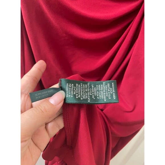 Women Lauren Ralph Lauren bateau-neck side twisted-Knot Dress red 4 office - Picture 9 of 12